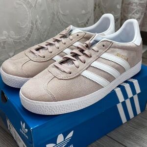 adidas pink & white gazelles
